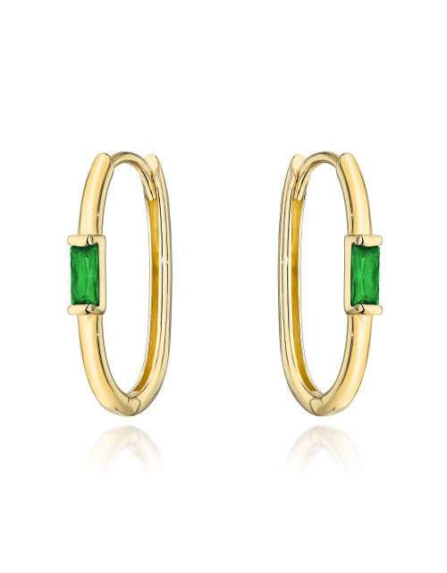 Kolczyki złote z centralnym zielonym kamieniem (Gramatura: 1.56)