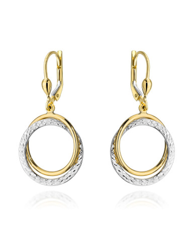 Kolczyki złote wiszące kółka w dwóch kolorach złota (Gramatura: 2.86)