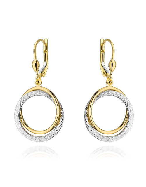 Kolczyki złote wiszące kółka w dwóch kolorach złota (Gramatura: 2.86)