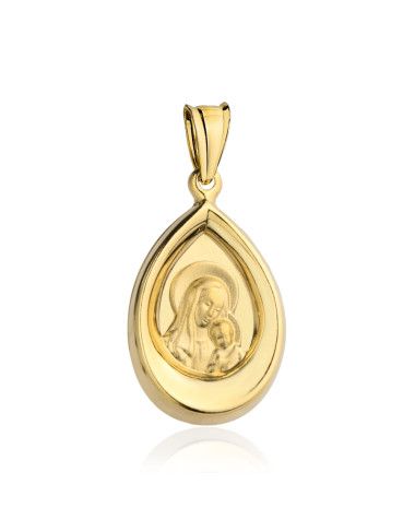 Medalik złoty z wizerunkiem Matki Boskiej z Jezusem w łezce (Gramatura: 0.93)