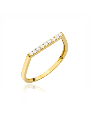 Pierścionek złoty z białymi cyrkoniami w rzędzie (Rozmiar:11 pr. 585 Gramatura: 1.10)