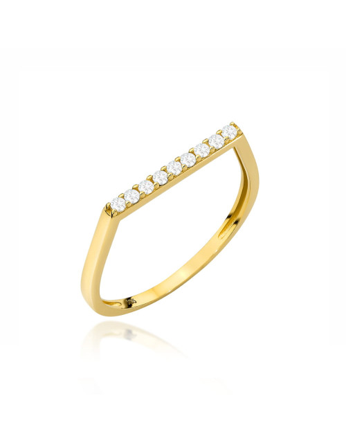 Pierścionek złoty z białymi cyrkoniami w rzędzie (Rozmiar:17 pr. 585 Gramatura: 1.21)