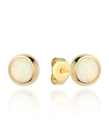 Kolczyki złote opal w oprawie złota 8mm (Gramatura: 1.82)