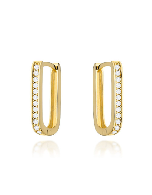 Kolczyki złoty prostokątne i cyrkonie (Gramatura: 1.55)