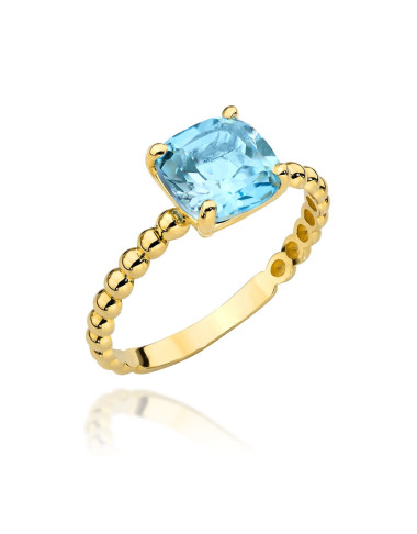 Pierścionek złoty z kolekcji "COLORFUL STONE" - topaz kwadrat (Rozmiar:10 pr. 585 Gramatura: 1.95)