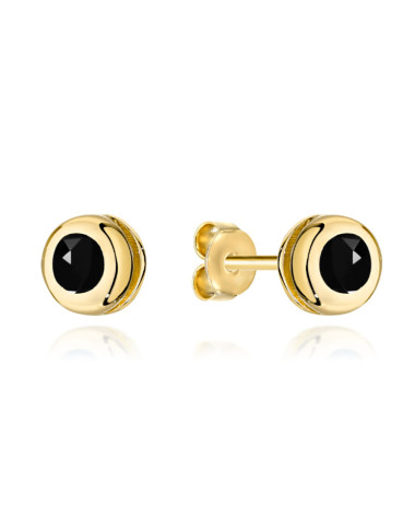 Kolczyki złote czarny kamień otoczony złotem (Gramatura: 0.80)