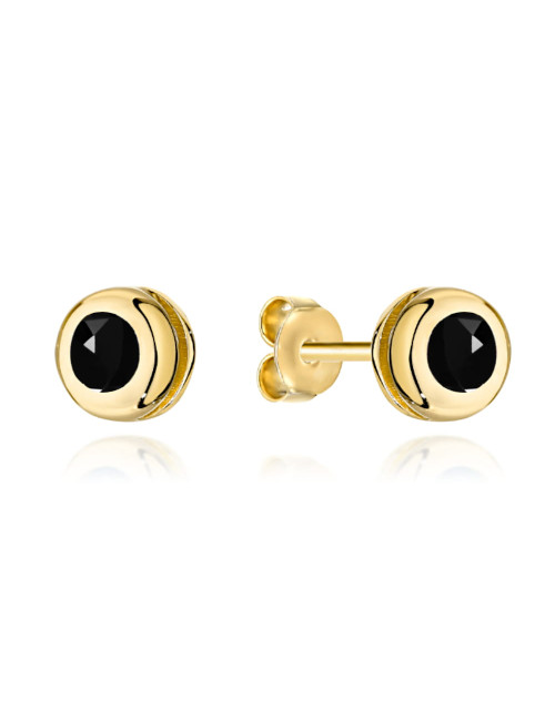 Kolczyki złote czarny kamień otoczony złotem (Gramatura: 0.80)