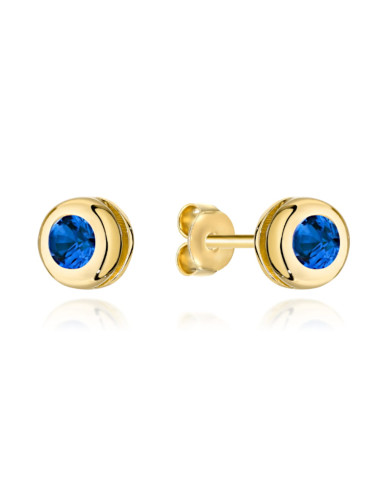 Kolczyki złote szafirowy kamień otoczony złotem (Gramatura: 0.84)