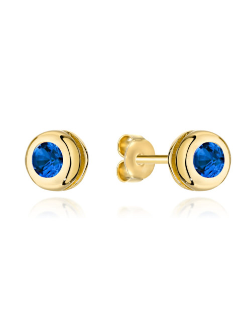 Kolczyki złote szafirowy kamień otoczony złotem (Gramatura: 0.84)