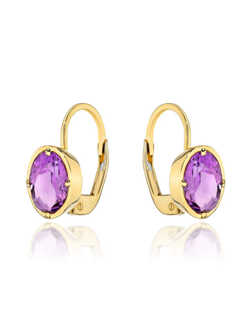 Kolczyki złote z kolekcji "COLORFUL STONE" - ametyst owal (Gramatura: 3.20)