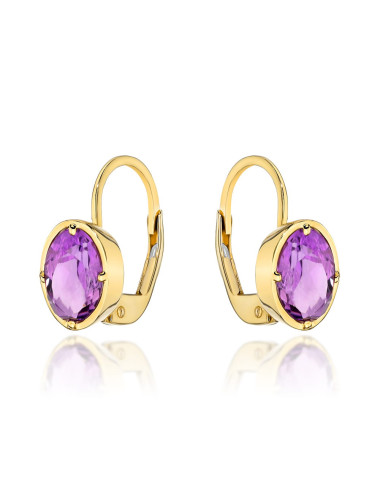 Kolczyki złote z kolekcji "COLORFUL STONE" - ametyst owal (Gramatura: 3.24)