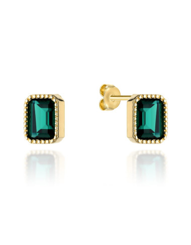 Kolczyki złote z kolekcji "COLORFUL STONE" - zielony kwarc na sztyfcie (Gramatura: 2.00)