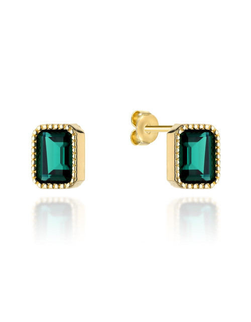 Kolczyki złote z kolekcji "COLORFUL STONE" - zielony kwarc na sztyfcie (Gramatura: 2.00)