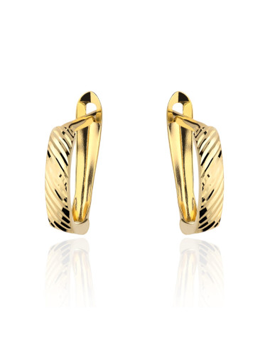 Kolczyki złote smukłe zdobione diamentowaniem na angielskim zapięciu (Gramatura: 0.80)