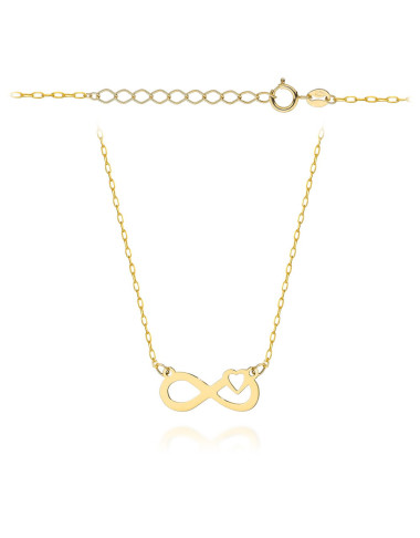 Naszyjnik złoty znak nieskończoności z serduszkiem (Gramatura: 0.79)
