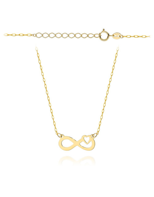 Naszyjnik złoty znak nieskończoności z serduszkiem (Gramatura: 0.79)