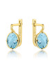 Kolczyki złote z kolekcji "COLORFUL STONE" z eleganckim zapięciem - topaz owal (Gramatura: 3.82)