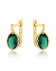 Kolczyki złote z kolekcji "COLORFUL STONE" z eleganckim zapięciem - zielony kwarc owal (Gramatura: 3.60)