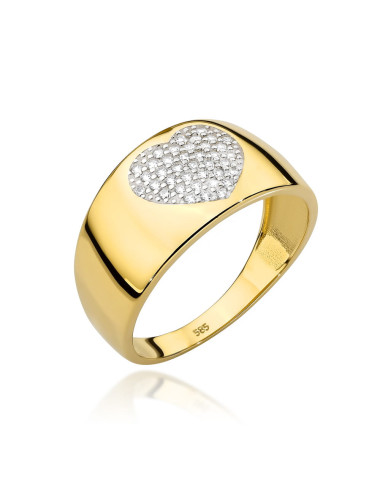 Pierścionek złoty z sercem wysadzanym cyrkoniami (Rozmiar:10 pr. 585 Gramatura: 2.75)