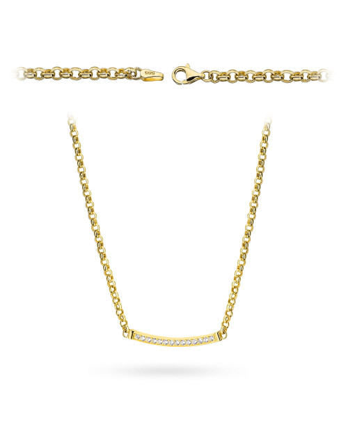 Naszyjnik złoty o splocie rolo z blaszką wysadzaną cyrkoniami (Rozmiar: 42 cm pr. 585 Gramatura: 7.47)