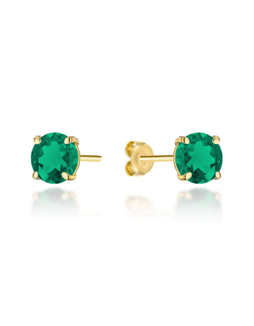 Kolczyki złote z kolekcji "COLORFUL STONE" - zielony kwarc kółko (Gramatura: 1.17)