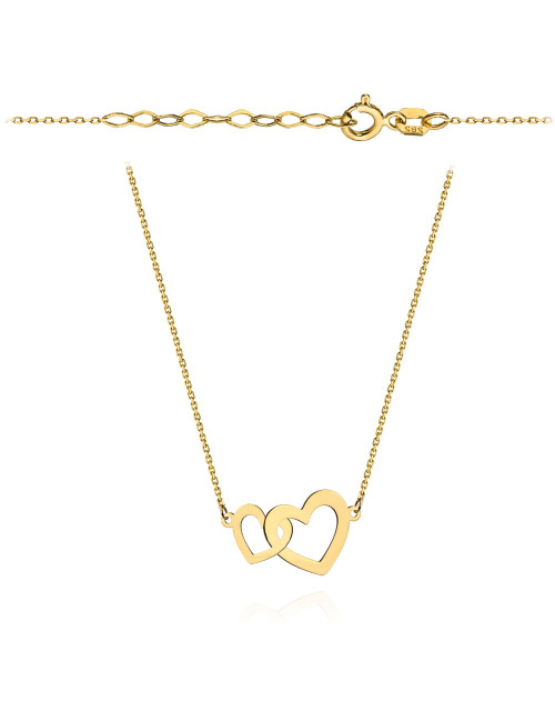 Naszyjnik złoty dwa serca super lekki (Gramatura: 0.97)