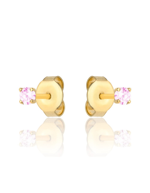 Kolczyki złote centralna różowa cyrkonia (Gramatura: 0.59)