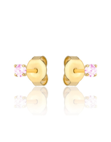 Kolczyki złote centralna różowa cyrkonia (Gramatura: 0.60)