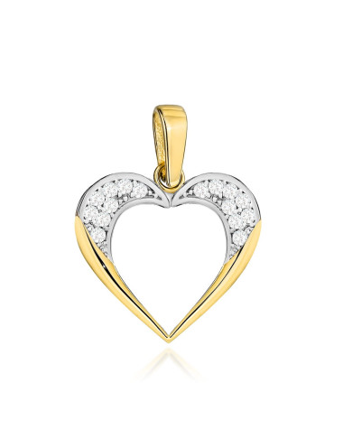 Zawieszka złota serce wysadzane cyrkoniami na górze (Gramatura: 0.95)