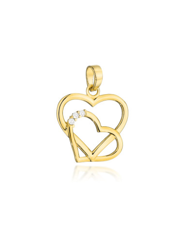 Zawieszka złota splecione serca i cyrkonie (Gramatura: 0.90)