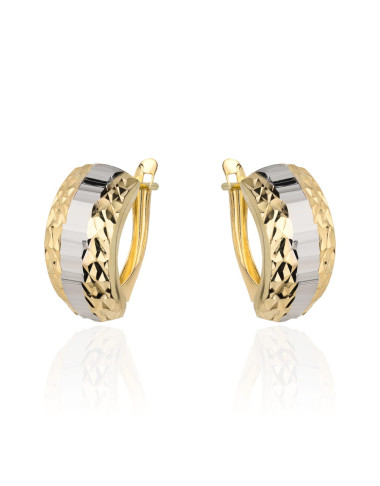 Kolczyki złote z diamentowaniem zaokrąglone (Gramatura: 1.45)