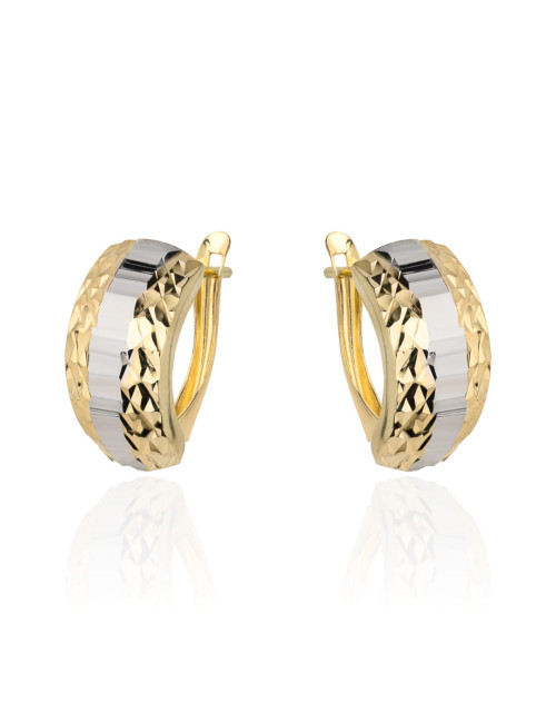 Kolczyki złote z diamentowaniem zaokrąglone (Gramatura: 1.45)