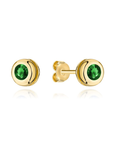 Kolczyki złote zielony kamyk otoczony złotem (Gramatura: 0.92)
