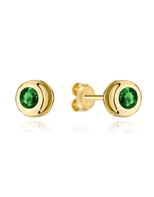 Kolczyki złote zielony kamyk otoczony złotem (Gramatura: 0.92)
