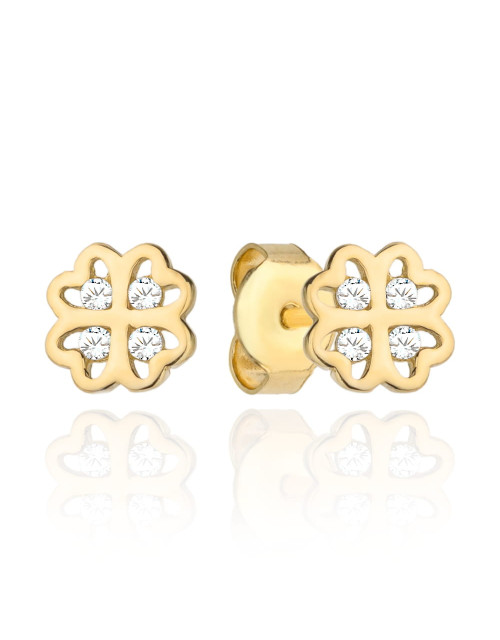 Kolczyki złota koniczynka z czterema cyrkoniami (Gramatura: 0.84)