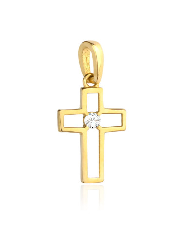 Krzyżyk złoty z jedną cyrkonią (Gramatura: 0.51)