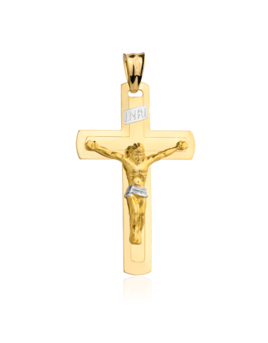 Złoty krzyżyk z wizerunkiem Jezusa duży dwukolorowy (Gramatura: 2.83)