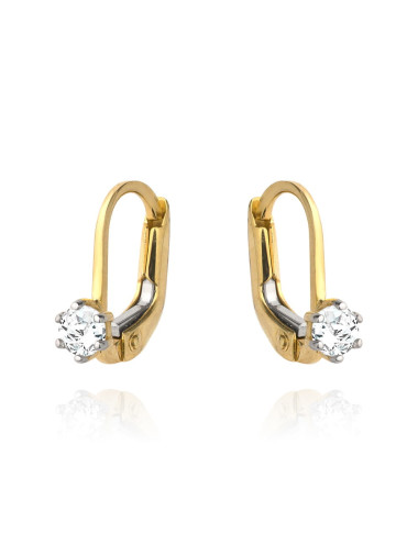 Kolczyki złote pojedyncza cyrkonia na angielskim zapięciu (Gramatura: 1.00)