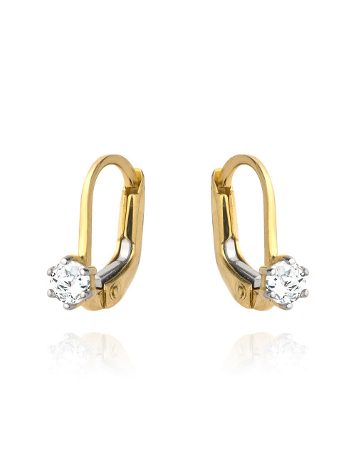Kolczyki złote pojedyncza cyrkonia na angielskim zapięciu (Gramatura: 1.00)