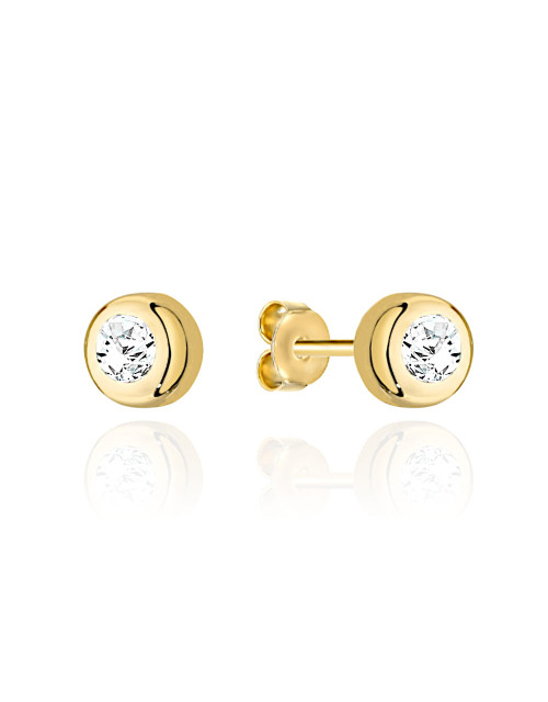 Kolczyki złote mały kamyk otoczony złotem (Gramatura: 0.76)