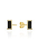 Kolczyki złote prostokąty z czarnym kamieniem na sztyfcie (Gramatura: 0.91)
