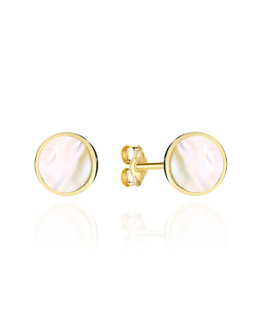 Kolczyki złote kółeczka z masą perłową na sztyfcie (Gramatura: 0.92)