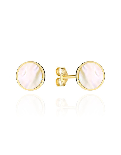 Kolczyki złote kółeczka z masą perłową na sztyfcie (Gramatura: 0.92)