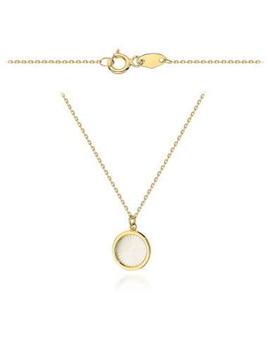 Naszyjnik złoty kółeczko z masą perłową i promieniami (Gramatura: 1.48)