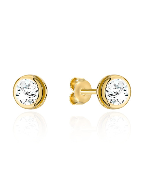 Kolczyki złote cyrkonia otoczona złotem na sztyfcie (Gramatura: 1.14)