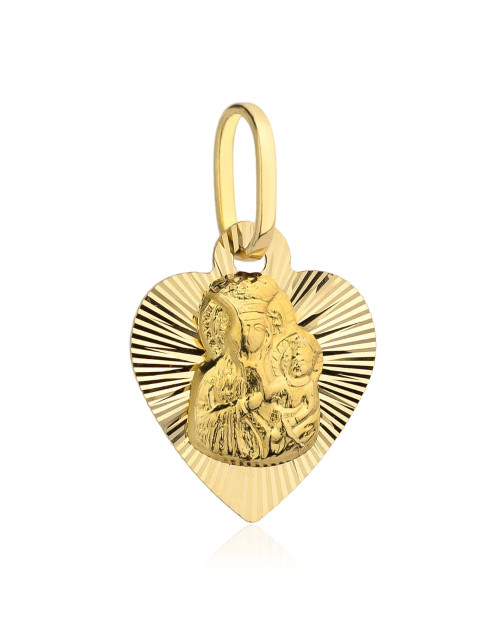 Medalik Matka Boska Częstochowska w diamentowanym serduszku większy (Gramatura: 0.85)