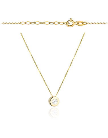 Naszyjnik złoty z białą cyrkonią w złotej oprawie (Gramatura: 1.48)