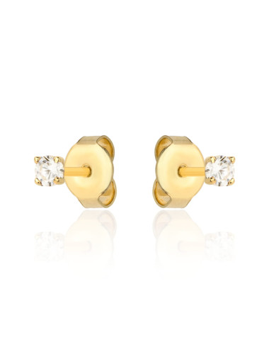 Kolczyki złote biała cyrkonia w czterech łapkach na sztyfcie (Gramatura: 0.54)