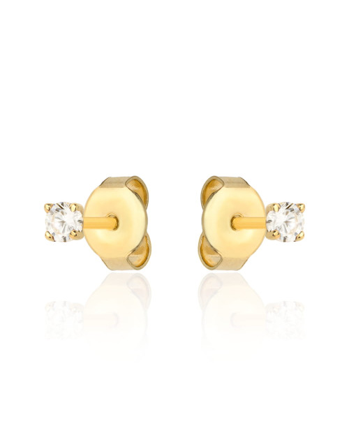 Kolczyki złote biała cyrkonia w czterech łapkach na sztyfcie (Gramatura: 0.54)