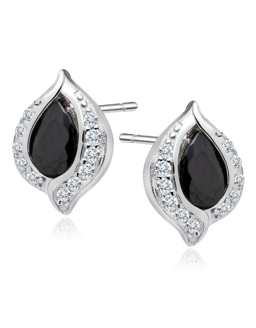 Srebrne, delikatne kolczyki pr.925 - czarna kropla w cyrkoniach